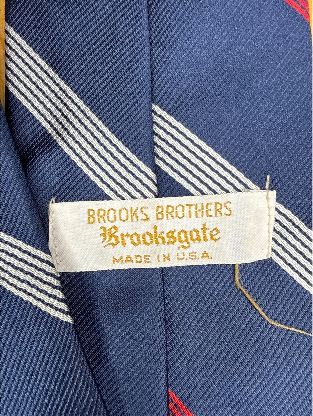 Vintage Brooks Brothers Brooksgate Tie USA Navy Red White Stripe 3” Preppy